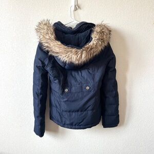 Hollister Dark Blue Puffer with Faux Fur Trim